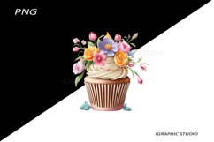 Flowers Cupcake Clipart Product Image 1