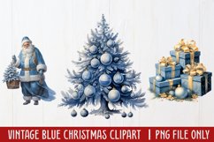 Vintage Blue Christmas Clipart Sublimation Product Image 1