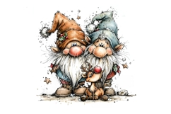 7 JPG Whimsical Cute Christmas Gnomes Illustrations Bundle Product Image 5