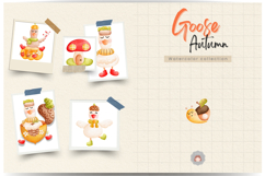 Goose Autumn Watercolor Clipart Sublimation Bundle Product Image 6