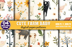 Cute Farm Baby Digital Paper Pattern Bundle PNG Product Image 7