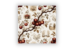 Apple Orchard Toile Digital Paper, Seamless Watercolor Product Image 6