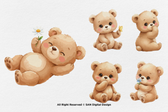 15 Bundle Watercolor Baby Bear Brown Wild Grizzly Forest Product Image 6
