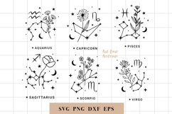 Zodiac sign svg bundle, Constellation with flowers svg Product Image 3