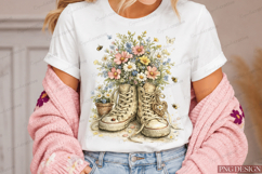 Vintage Floral Sneakers PNG Design | Wildflower Boots Sublim Product Image 3