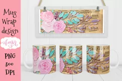 Musical mug wrap for sublimation, floral mug PNG Product Image 4