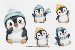 15 Bundle Watercolor Baby Penguin Cute Kids Cold Ice White Product Image 6