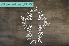 Cross SVG, Cross with leaves SVG, Faith SVG Product Image 6