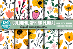 Colorful Spring Floral Pattern Backgrounds PNG Product Image 1