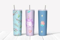 Unicorns sublimation. Skinny tumbler wrap design. Product Image 6