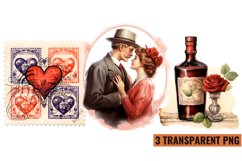 Valentines Romantic Retro Style Stamp Clipart Product Image 1