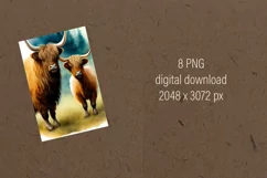 Highland cow, Bull painting, Longhorn 8 PNG Product Image 6