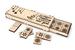 Dominoes with box, Christmas kids toy, Christmas lasercut Product Image 6