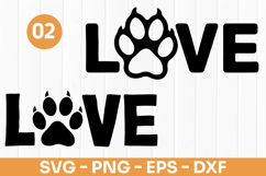 Dog Paw Love Typography SVG PNG Product Image 1