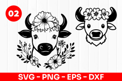 Cute Floral Cow and Calf Cartoon SVG PNG Product Image 1
