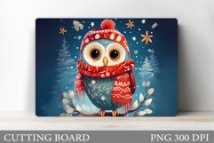 Winter Owl Cutting Board. Christmas Cutting Board Design Product Image 1