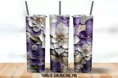 3D Flowers Purple Tumbler Wrap Sublimation Designs Product Image 2
