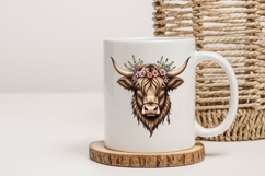 Boho Highland Cow Clipart Product Image 6