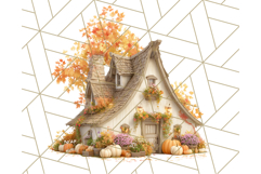 Fall Barn Clipart PNG With Pumpkins and Flowers, Autumn Png Product Image 2