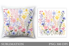 Floral Sublimation. Wildflowers Pillow Sublimation Product Image 1