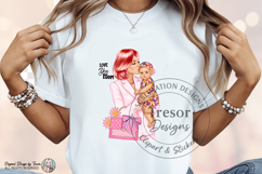 Love You Mom Red Hair Fashion Mother Baby Sublimation PNG Product Image 4
