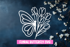Butterfly with Flowers SVG Design Product Image 1
