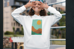 Sunny Mountain Landscape Minimalist Pillow Design Product Image 6