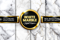 White Marble Digital Papers - 04 variations Product Image 1