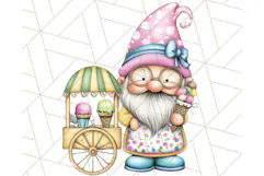 Ice Cream Gnome Clipart PNG Summer Dessert Art, Summer Gnome Product Image 2