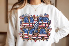 Retro America Leopard pattern PNG T-Shirt|4th of July PNG Product Image 2