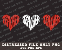 Retro Teacher Heart SVG PNG, Valentine Teacher Png design Product Image 4