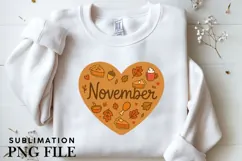 November heart png design for T-shirts Product Image 3