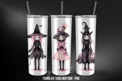 Halloween Black&Pink Tumbler Wrap Sublimation Designs Product Image 2