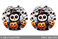 Halloween Owl Car Coaster. Halloween Car Coaster Design Product Image 1