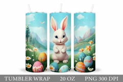 Cute Bunny Tumbler Design. Easter Tumbler Sublimation Product Image 1