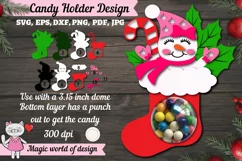 Snowman girl in a Christmas sock candy dome svg Product Image 1