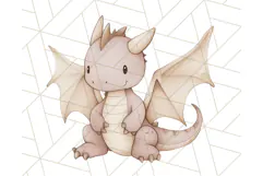 Watercolor Baby Dragon Clipart, Cute Nursery Fantasy PNG Product Image 4