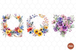 Watercolor Wildflowers Clipart Product Image 1