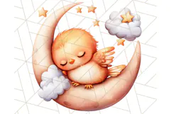 Sleeping Baby Animals PNG, Moon and Stars Nursery Clipart Product Image 2