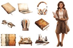 Antique Planner Girl Clipart, Set of 27 Png Bundle Product Image 4