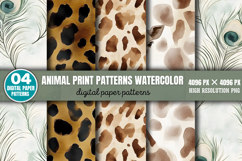 Animal Print Patterns Watercolor Digital Background Paper PN Product Image 1