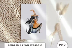 Watercolor Halloween Witch Clipart Png Product Image 6