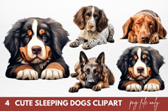 Cute Sleeping Dogs Clipart Sublimation Product Image 1
