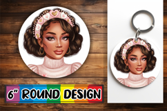 Cozy Circle Car Coaster Sublimation, Afro Girl Product Image 1