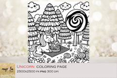Magical Unicorn Coloring Page for Kids Printable PNG Product Image 1