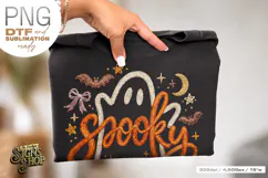 Spooky Ghost PNG DTF Faux Embroidery Girly Halloween Design Product Image 4