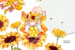 Summer Gnome Butterflies with Sunflowers png,Gnomes honey Product Image 3