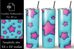 3d tumbler wrap, Pink Stars sublimation designs Product Image 1