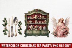 Watercolor Christmas Tea Party Clipart Product Image 1