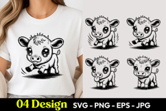 Cute Calf Art SVG PNG Product Image 1
